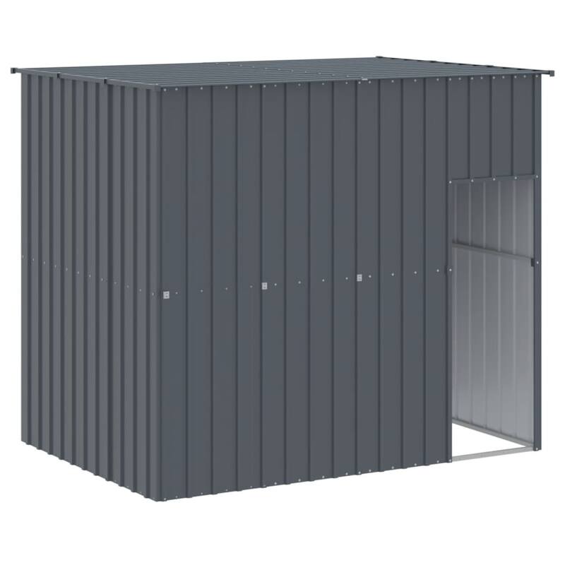vidaXL Dog House with Run Light Gray/Anthracite multisize Galvanized Steel