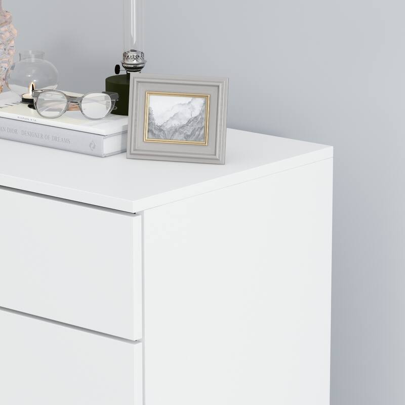 5 Drawer Dresser Chest End Table Storage Cabinet 23.6'' W White/Back