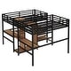 preview thumbnail 8 of 11, Natural Wood Twin Over Twin Loft Bed with Double Desk Wardrobe Shelves Power Outlet