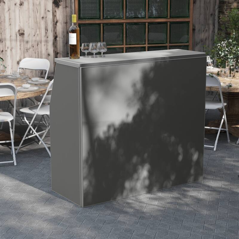 4' Laminate Foldable Bar - Portable Event Bar - Caterering/Bartendar Bar - Gray