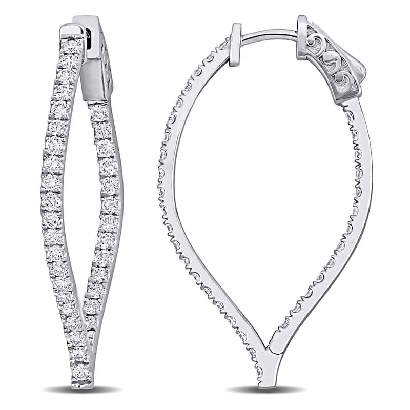Miadora 2ct TDW Diamond Inside-Outside Fancy Hoop Earrings in 14k White Gold