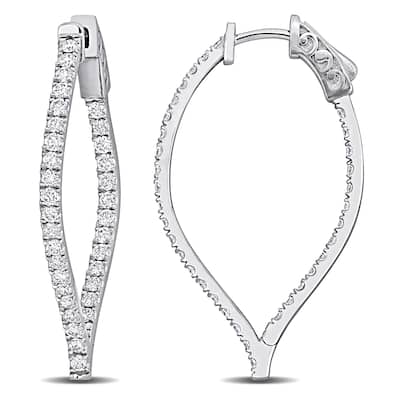 Miadora 2ct TDW Diamond Inside-Outside Fancy Hoop Earrings in 14k White Gold