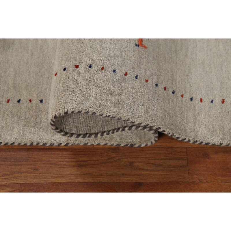 Tribal Gabbeh Indian Accent Rug Handmade Bedroom Beige Wool Carpet - 3'11"x 5'10"