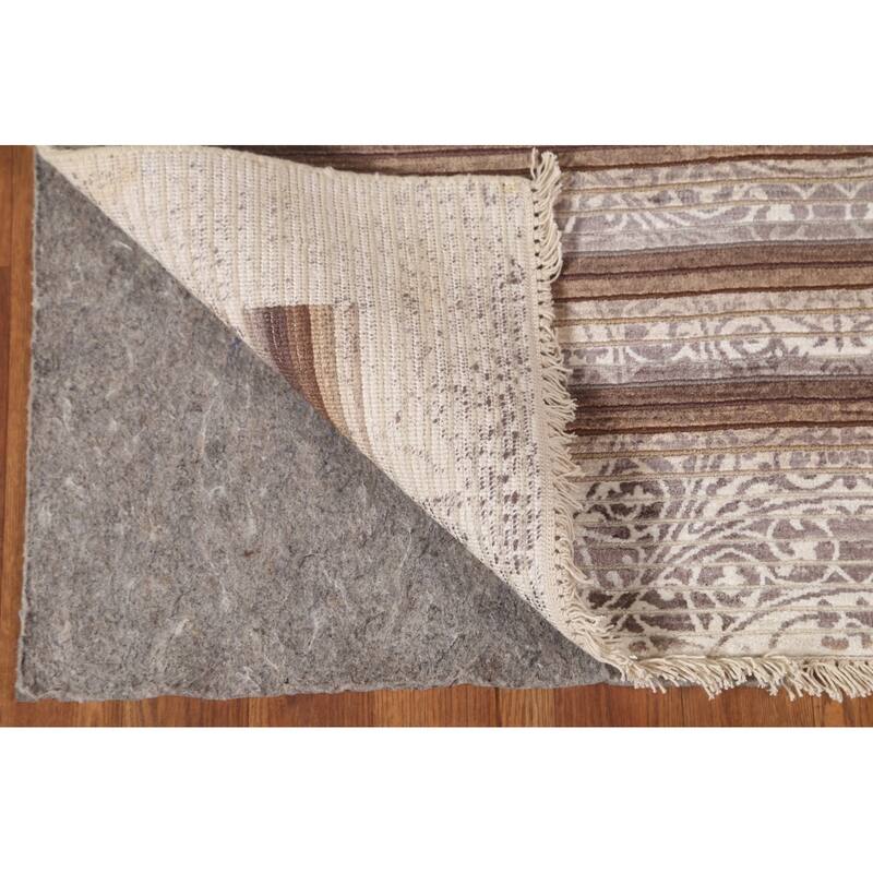 Striped Abstract Modern Accent Rug Hand-Knotted Wool Carpet - 2'9"x 5'0"
