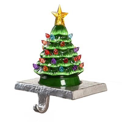 5" LED Ceramic Christmas Tree Stocking Holder