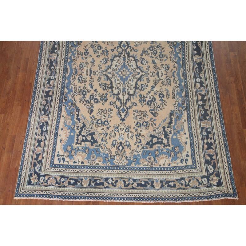 Hamedan Persian Vintage Area Rug Living Room Hand-knotted Wool Carpet - 6'11" x 9'7"