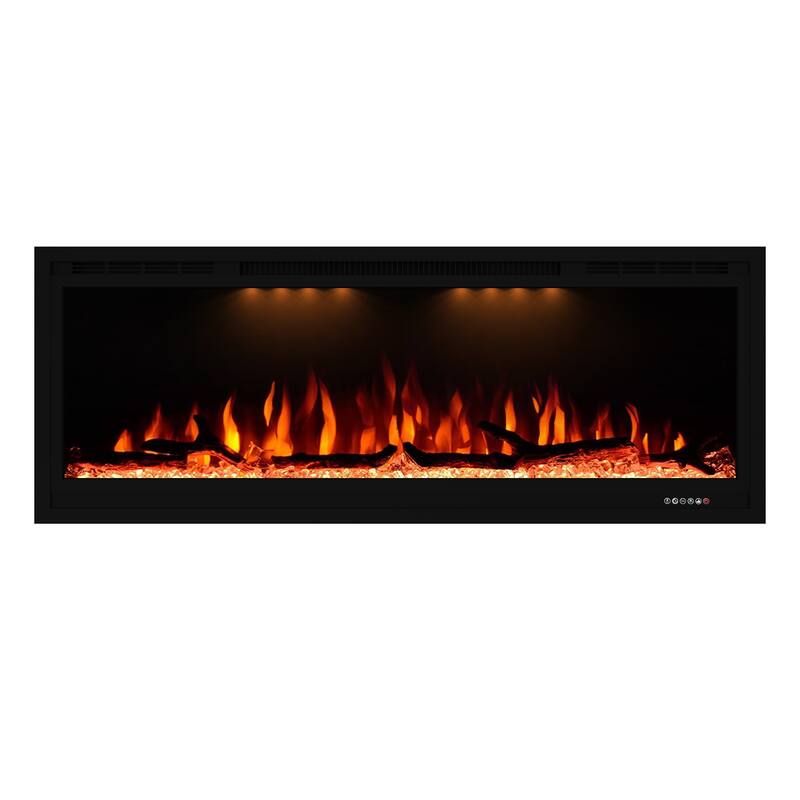 44" 1500W Modern Inserted Wall Mounted Smart Electric Fireplace Heater with APP Control and Remote - 44" L x 6.3" W x 17.72" H