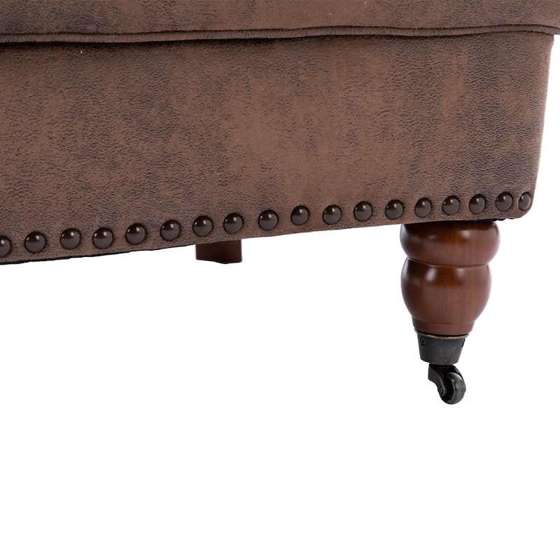 Mid-Century Brown Fabric Upholstered Accent Chair