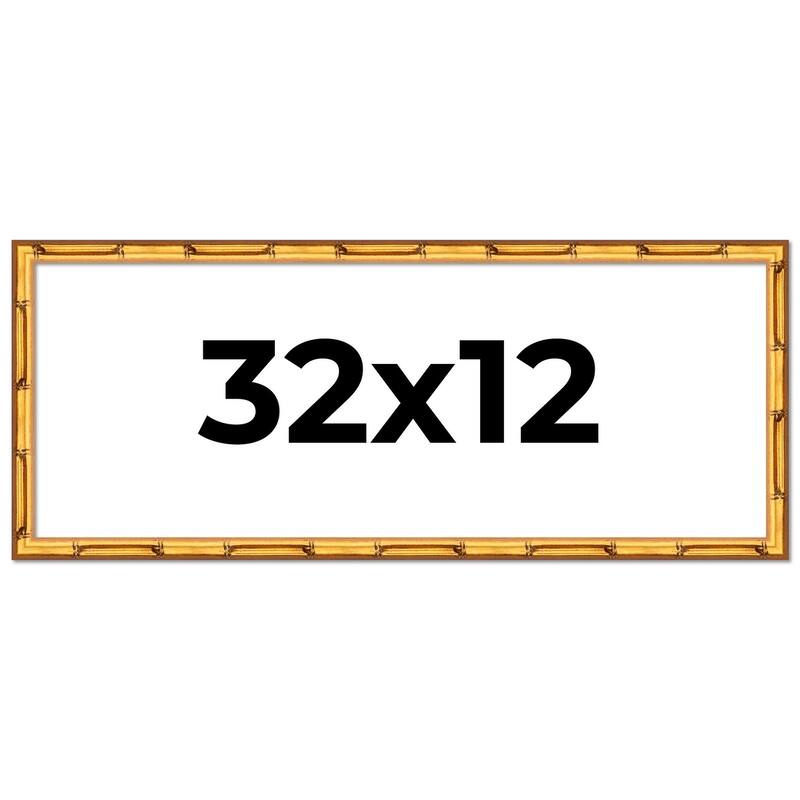 32x12 Frame Gold Bamboo Picture Frame Modern Photo Frame Includes UV Acrylic Shatter Guard Front Acid Free Foam Backing Board