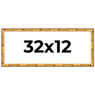 32x12 Frame Gold Bamboo Picture Frame Modern Photo Frame Includes UV Acrylic Shatter Guard Front Acid Free Foam Backing Board