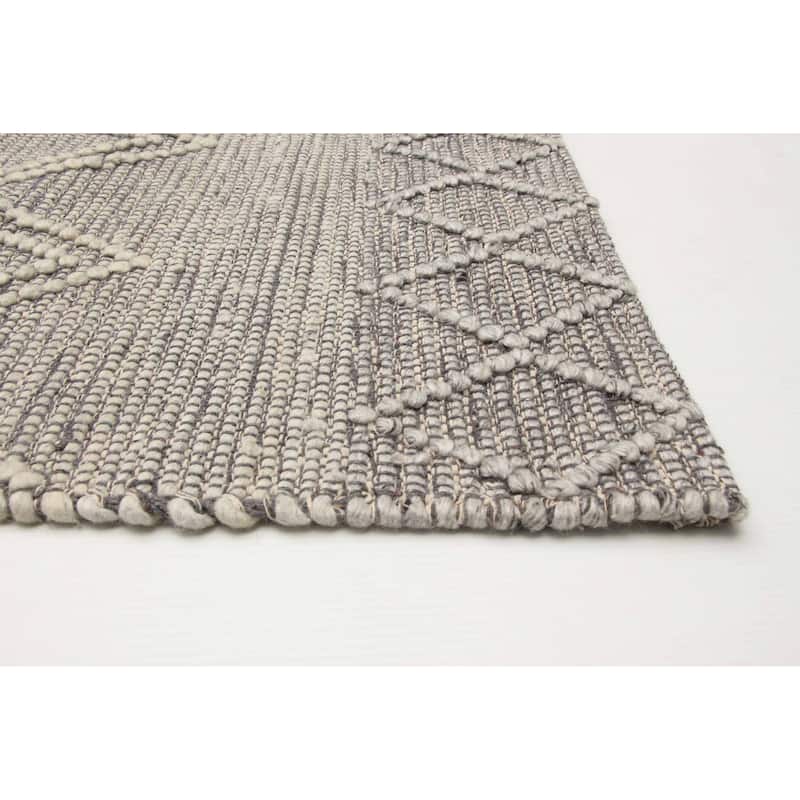 ECARPETGALLERY Braid weave Sienna Grey Wool Rug - 6'1 x 8'10