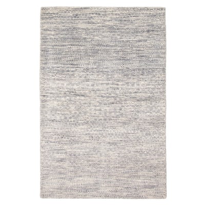 ECARPETGALLERY Hand-knotted Silk Shadow Grey Viscose, Wool Rug - 4'0 x 6'3