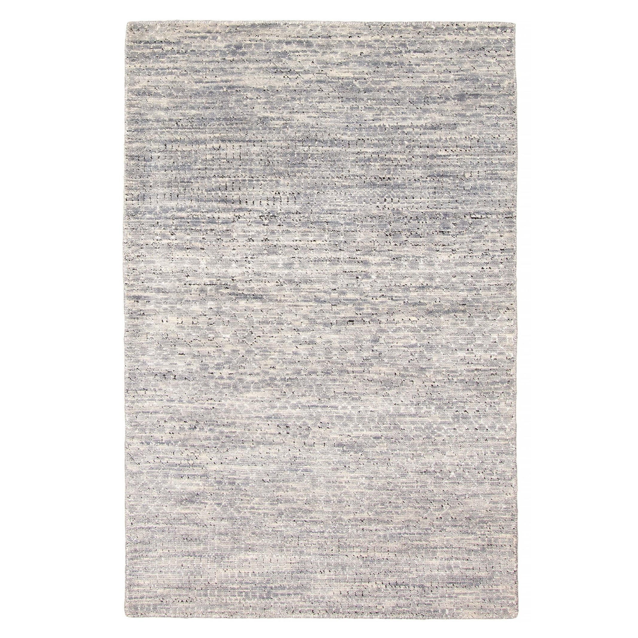 ECARPETGALLERY Hand-knotted Silk Shadow Grey Viscose, Wool Rug - 4'0 x 6'3