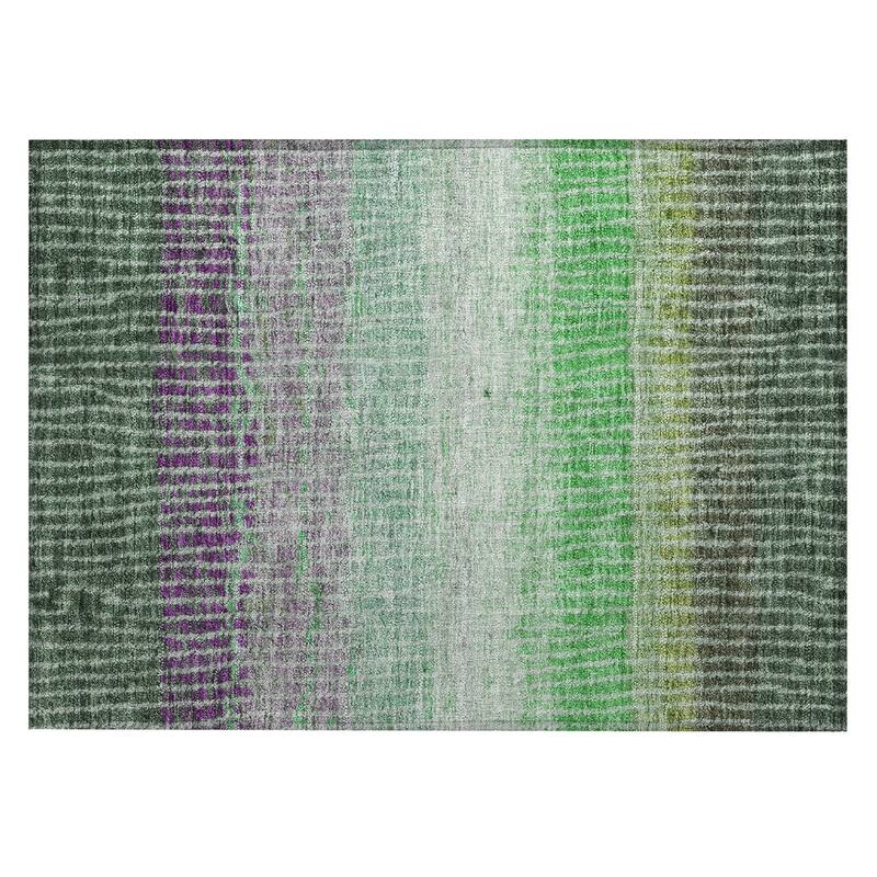 Machine Washable Indoor/ Outdoor Contemporary Stripes Chantille Rug