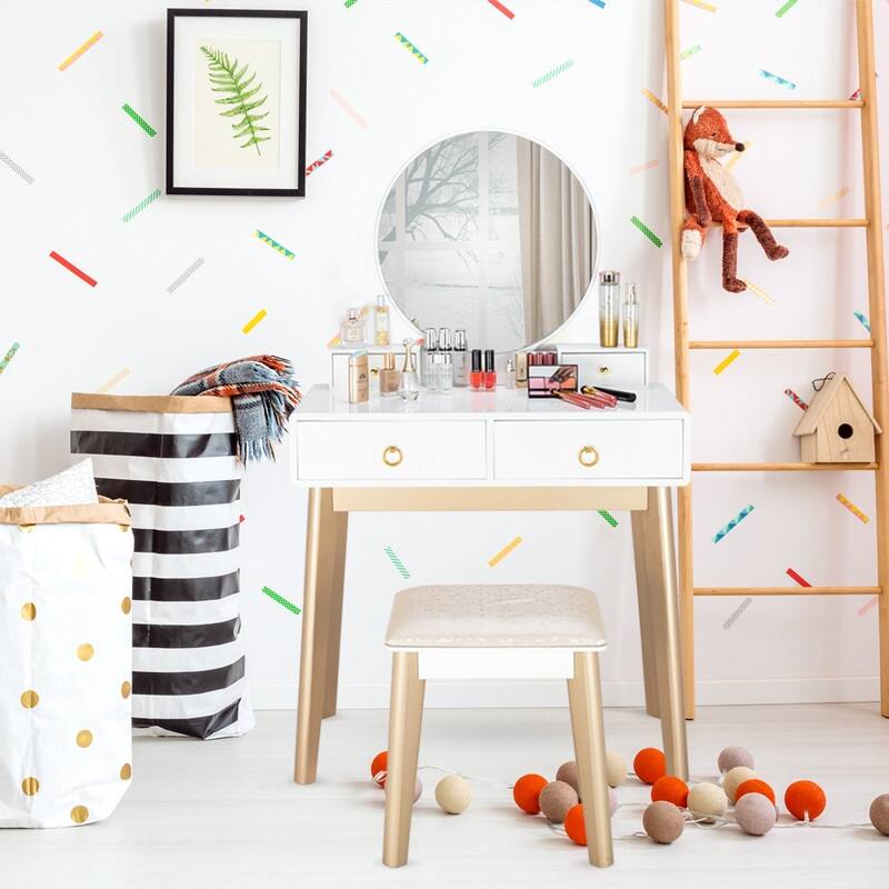 Bedroom Wood Dressing Table Simple Makeup Table Without Lamp