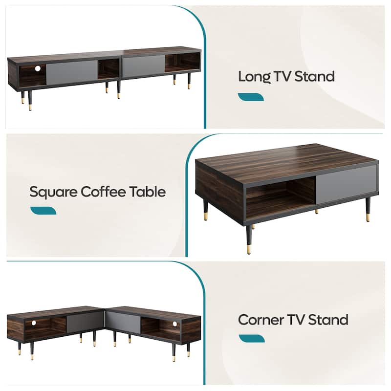 Modern TV Stand up to for 85 inch TVs Entertainment Center with Storage - 80 inch