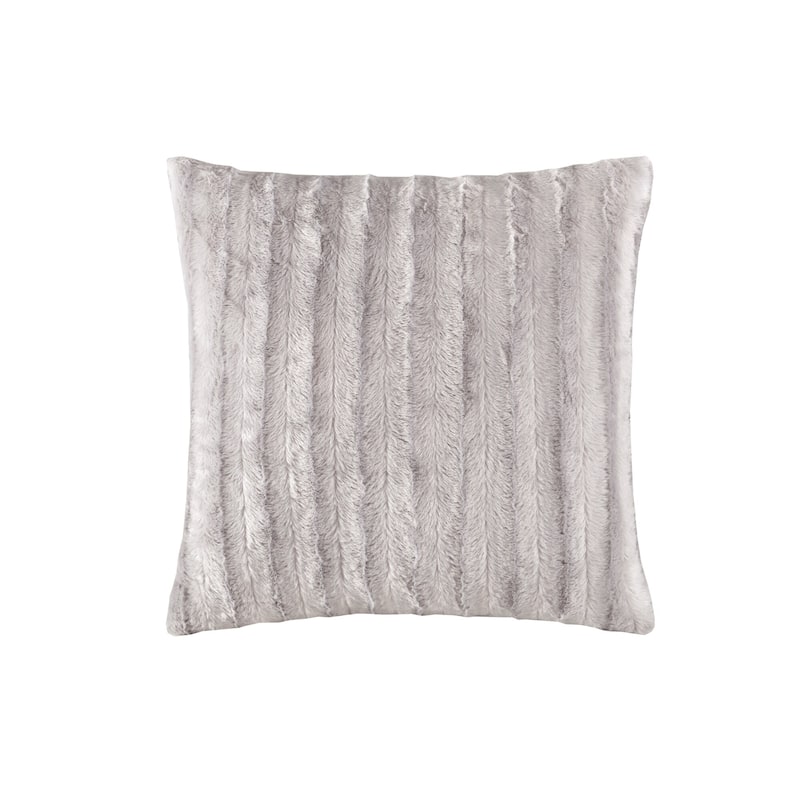 Madison Park Duke Faux Fur Square Throw Pillow - Grey