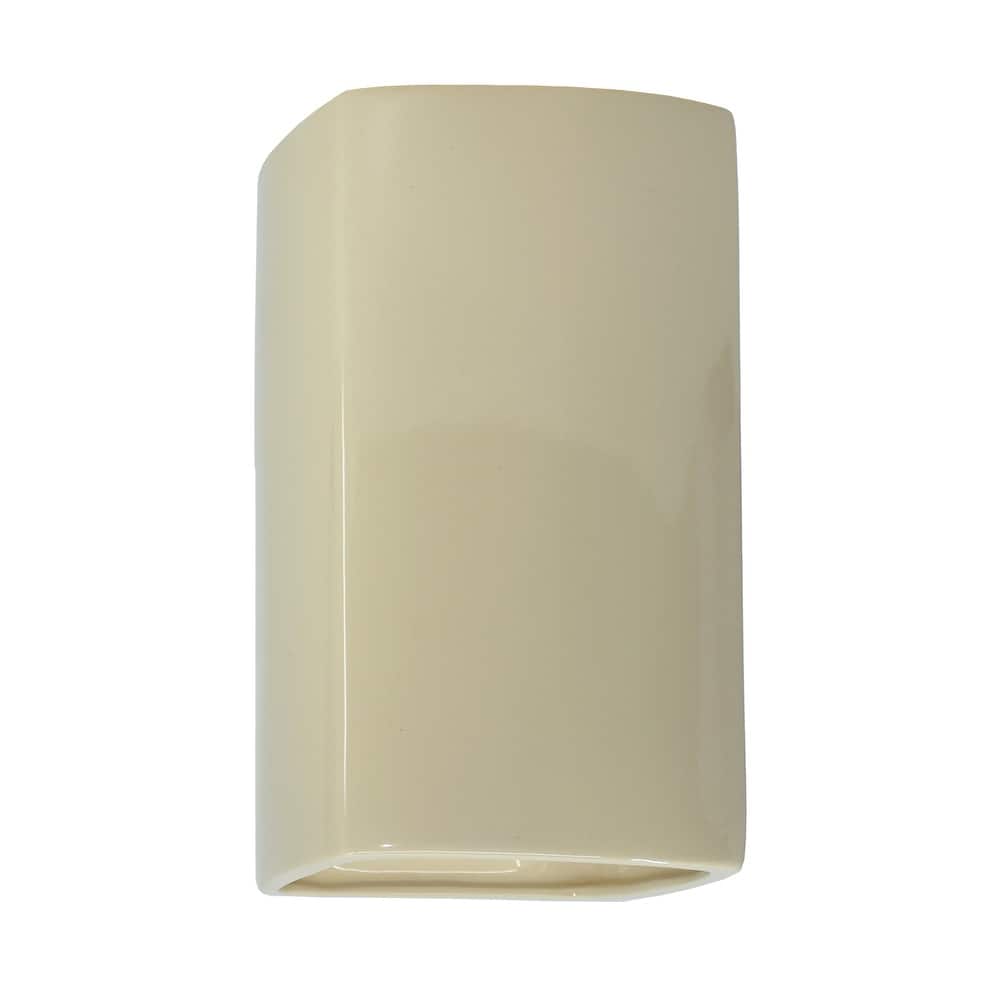 Justice Design Ambiance - Small ADA Rectangle - Closed Top (Outdoor) Wall Sconce - Replaceable Bulb