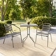 preview thumbnail 17 of 35, 23.5" Square Glass Metal Table with 2 Metal Aluminum Slat Stack Chairs