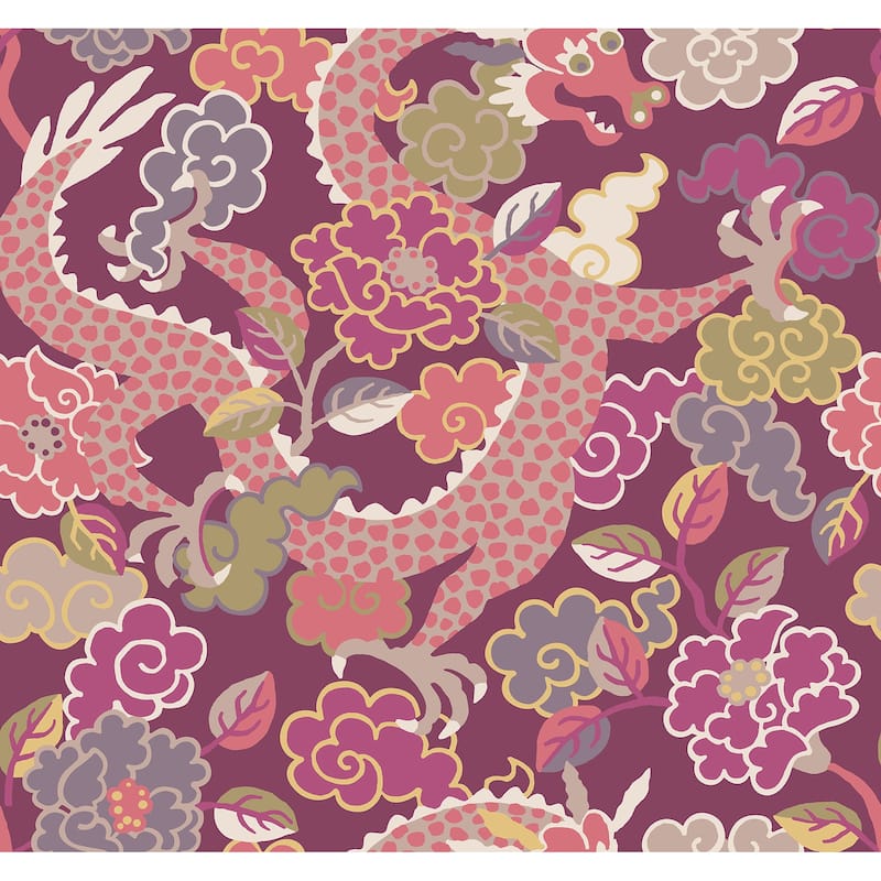 A-Street Prints Yanci Plum Dragon Wallpaper