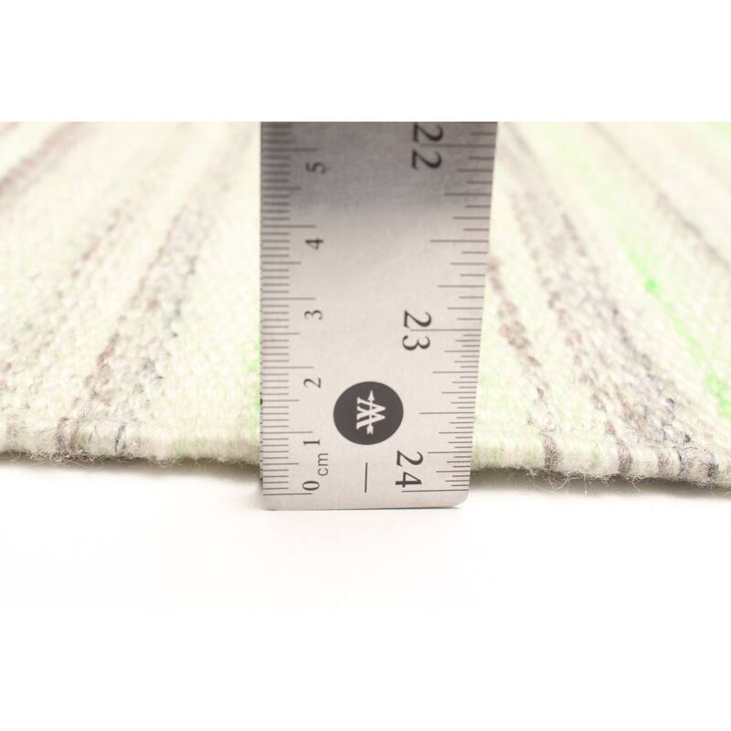 ECARPETGALLERY Flat-Weave Ankara FW Light Green, Light Green Wool Kilim - 5'2 x 7'9