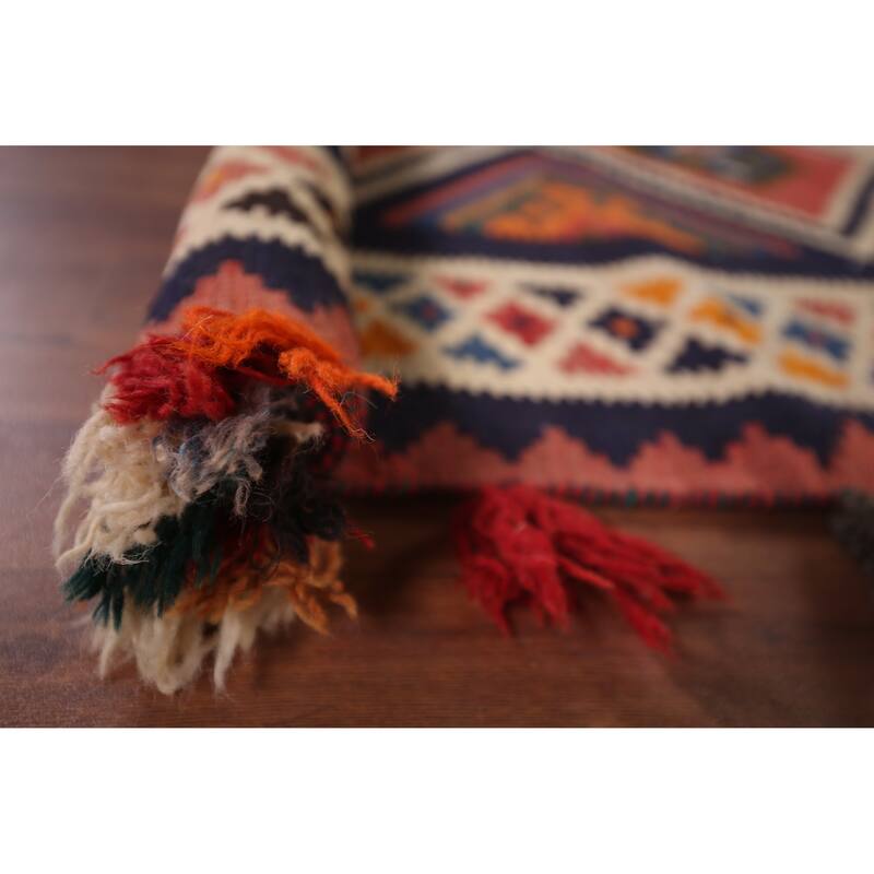 Kilim Qashqai Persian Area Rug Flatweave Wool Carpet - 5'4"x 8'1"