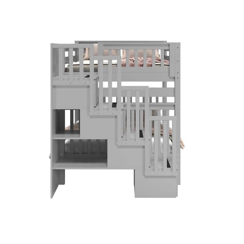 Taylor & Olive Trillium Full over Full Stairway Bunk Bed