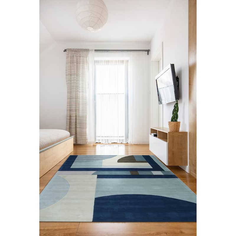 Home Decor Multicolored Hand-Tufted Wool Modern Rug by EORC Vibrant and Stylish Area Rug for Adding Contemporary Flair to You