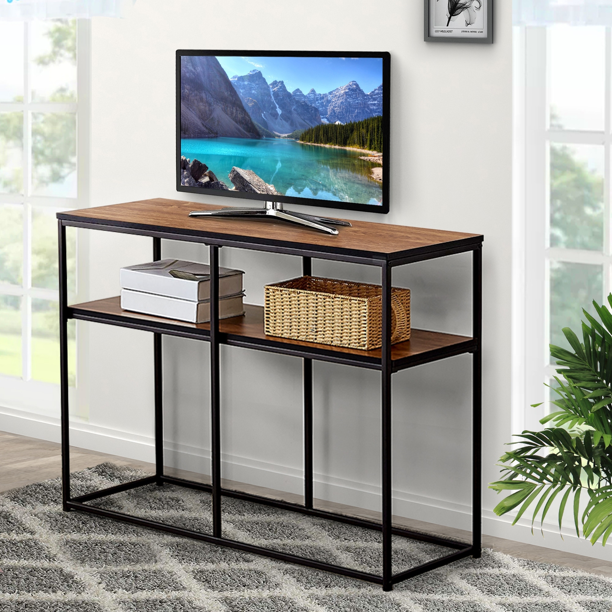 Modern Industrial Sofa Table Tv Stand By Vecelo 41 3 Lx14 Wx29 9 H Overstock 29024022