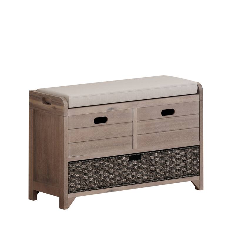 Modern Storage Bench with Removable Basket and 2 Drawers