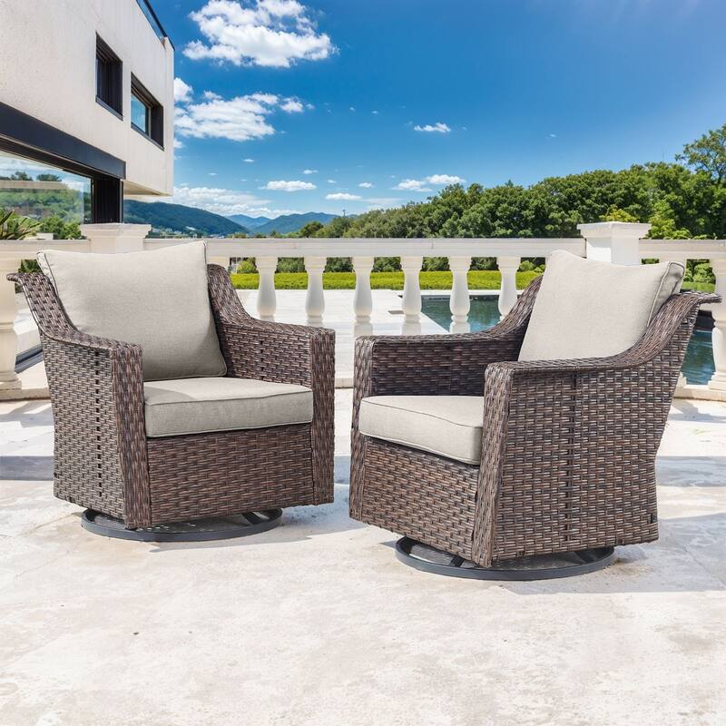 Gymojoy Outdoor Wicker Swivel Glider Chairs with Cushions