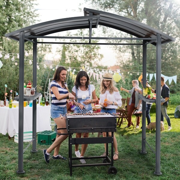 Aoodor 8 x 5 ft. BBQ Grill Gazebo Shelter, Dark Gray Steel Aoodor 8 x 5 ft. BBQ Grill Gazebo Shelter, Dark Gray Steel
