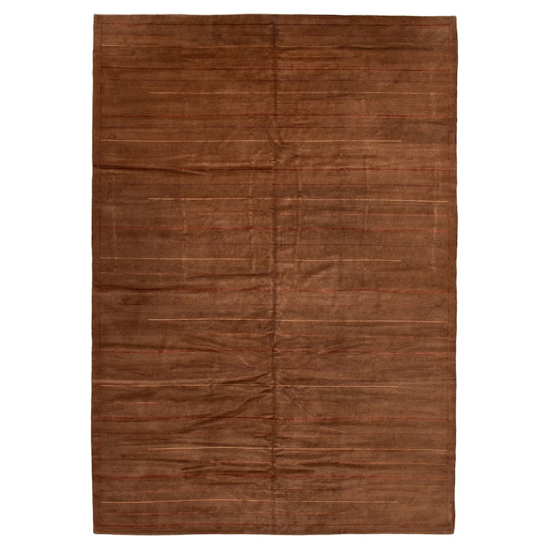 ECARPETGALLERY Hand-knotted Opulence Brown Viscose, Wool Rug - 10'0 x 14'5 - Brown - 10'0 x 14'5