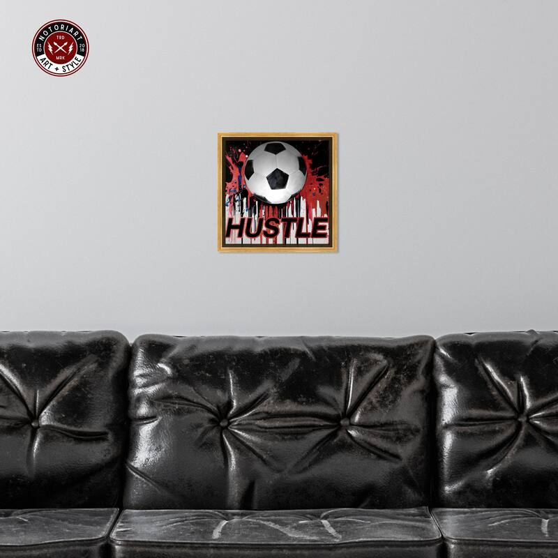 Notoriart Soccer Red Splash Framed Soccer 1 Piece Canvas Wall Art