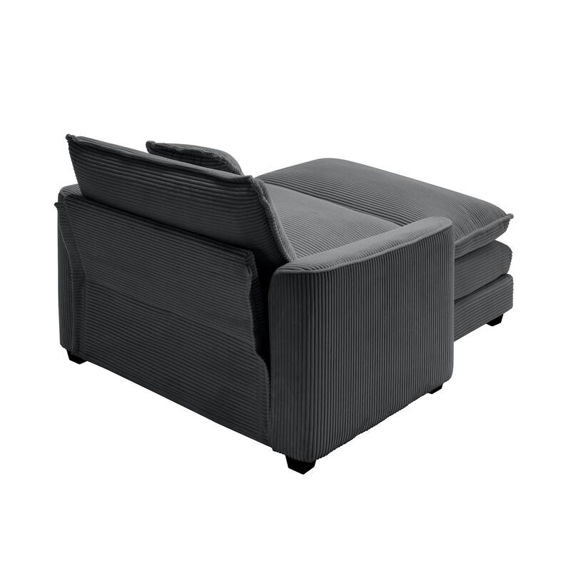 GDFStudio - Thaddeus Corduroy Single Deep Seat Sofa with Footstool and Pillow