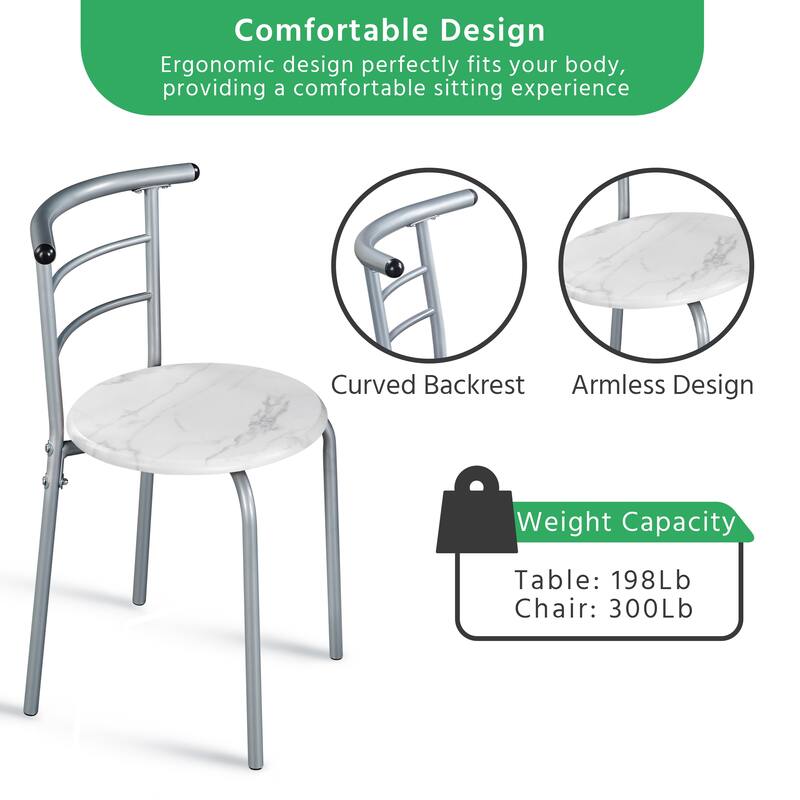 Yaheetech Modern Round Dining Table Set, 3 Piece Dining Room Sets for Kitchens, Apartments