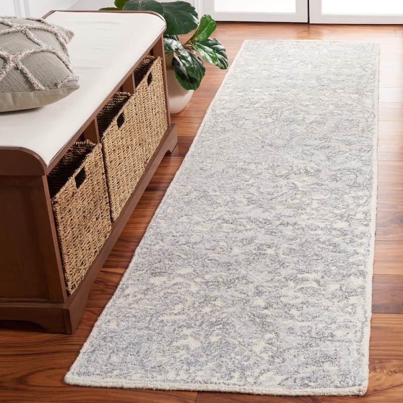 SAFAVIEH Handmade Metro Anuschka Modern Wool Rug - 2'3" x 9' Runner - Ivory/Grey