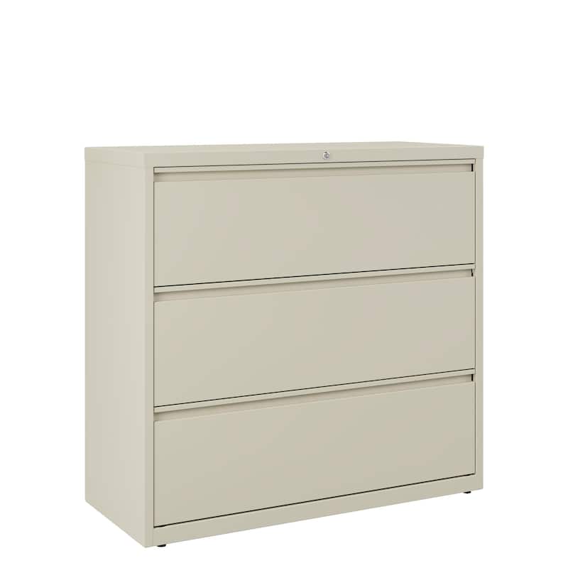 Hirsh 42-in Wide HL10000 Series 3 Drawer Lateral File Cabinet, White - Beige