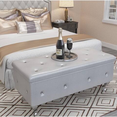 Storage Bench Seat with Safety Hinge for Hallway Living Room Bedroom