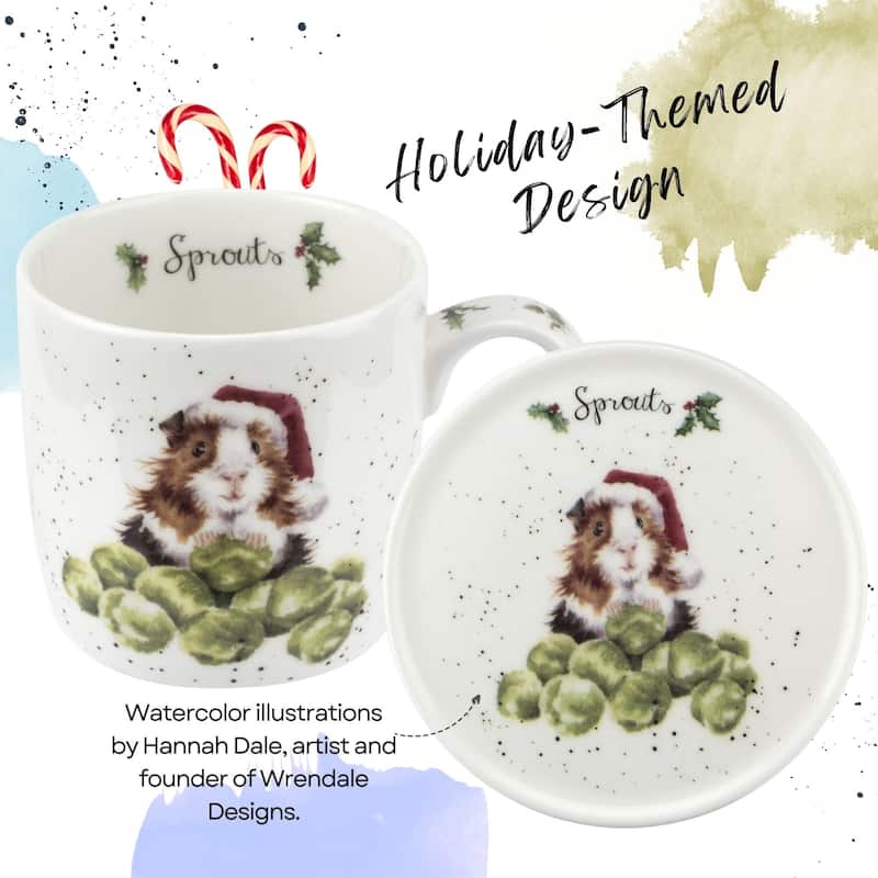 Royal Worcester Wrendale Designs Mug and Coaster Set Christmas