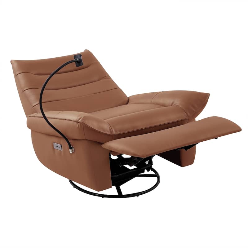Genuine Italian Leather Match Power Swivel Rocker Recliner (Set of 2)