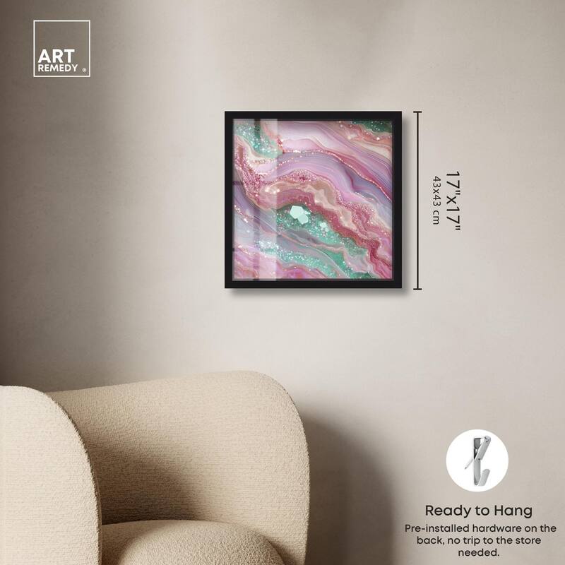 Pink and Mint Crystal II Shadowbox by Art Remedy