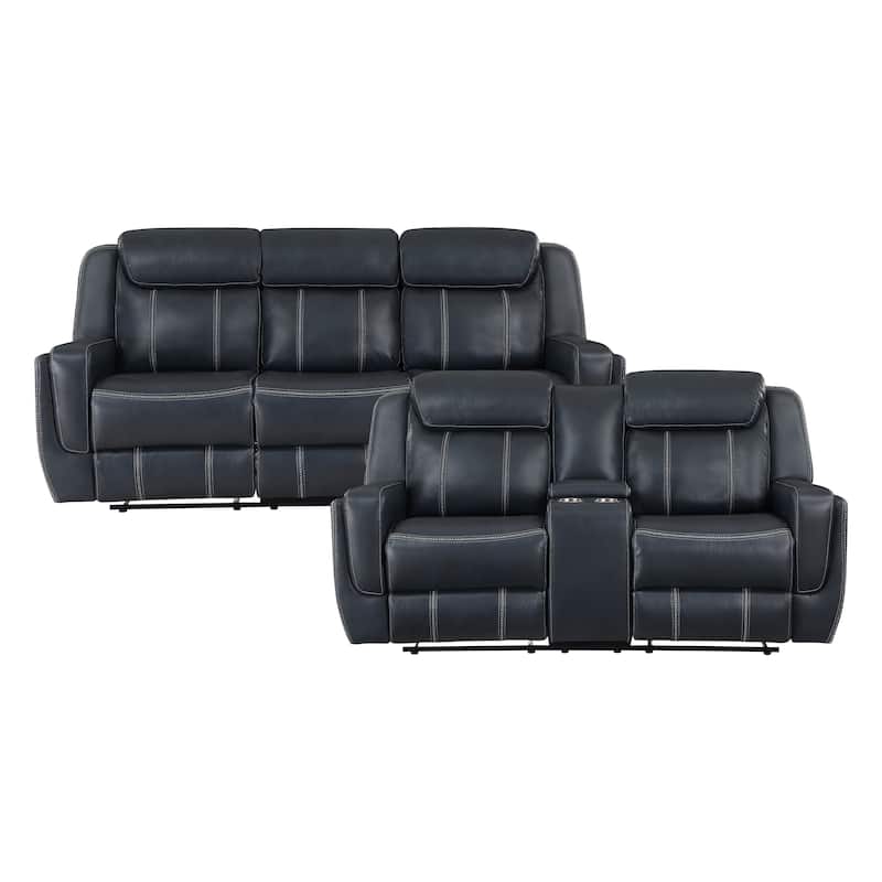 Manuel 2-Piece Manual Reclining Living Room Sofa Set - Blue