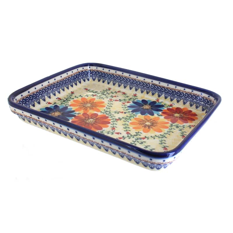 Blue Rose Polish Pottery 150 Vena Large Rectangular Baker - Autumn Burst