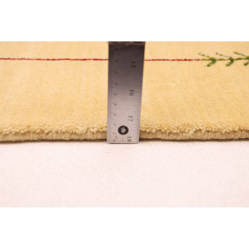 ECARPETGALLERY Hand Loomed Kashkuli Gabbeh Light Yellow Wool Rug - 3'11 x 5'8