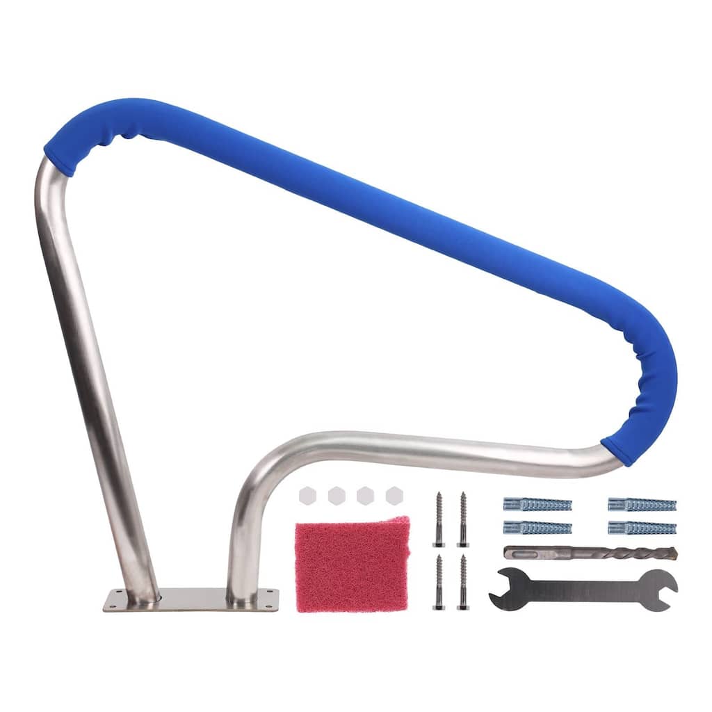 39"L x 32"H 304 Stainless Steel Swimming Pool Stair Rail with Grip Cover