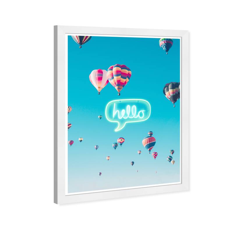 Wynwood Studio Prints Typography and Quotes Hello Balloons Blue and Celeste Modern & Contemporary Wall Art Canvas Print