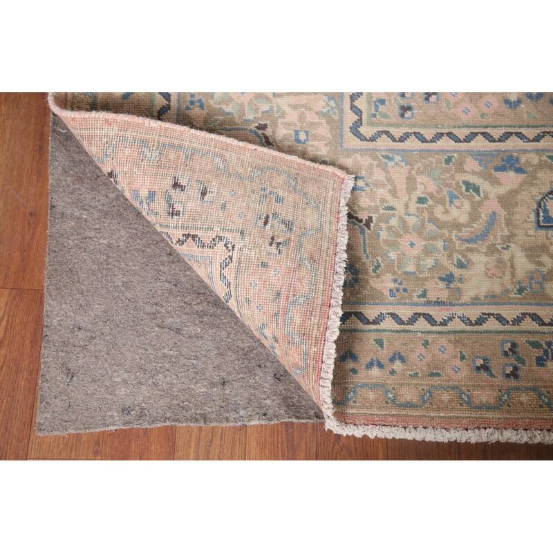 Traditional Mashad Persian Vintage Area Rug Handmade Wool Carpet - 9'5" x 12'5"