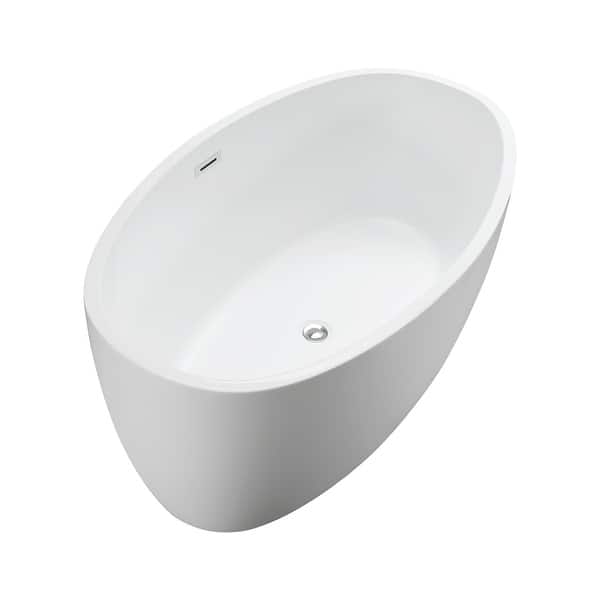 Vanity Art 55 Inch Freestanding White Acrylic Bathtub Stand Alone 55 On Sale Overstock 26428861