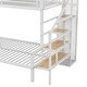 preview thumbnail 5 of 10, White Twin over Full Metal Bunk Bed with Storage Staircase and Small Open Wardrobe